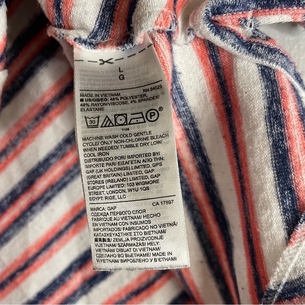 GAP SZ/Large Womens Sleeveless Striped Tank Multi Color V-Neck Loose Fit Top. - Picture 4 of 7
